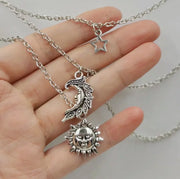 Multi-Layered Necklace Moon Sun Stars Choker