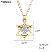 Star Of David Menorah Jewish Necklace Unisex