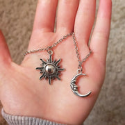 Antique Silver Color Moon Pendant Necklace Lover