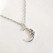 Antique Silver Color Moon Pendant Necklace Lover